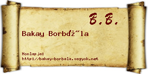 Bakay Borbála névjegykártya
